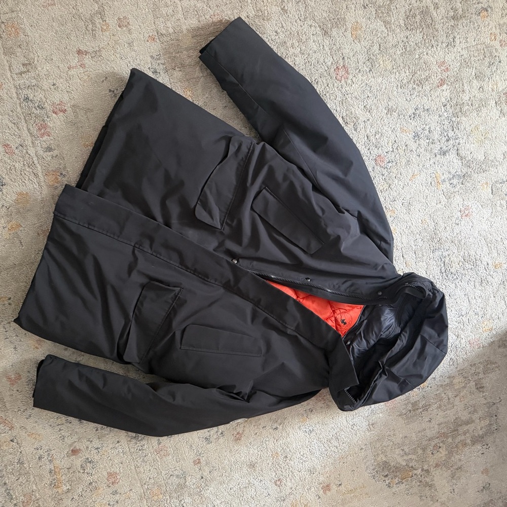 SAVE THE DUCK Black Raincoat with Red Lining